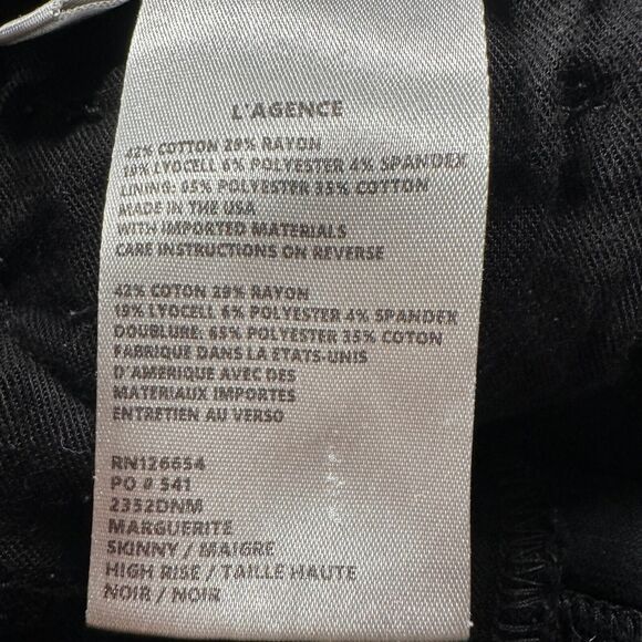L'agence Marguerite Skinny Jeans Women's 24 Black High Rise Frayed Ankle Denim - Picture 7 of 10